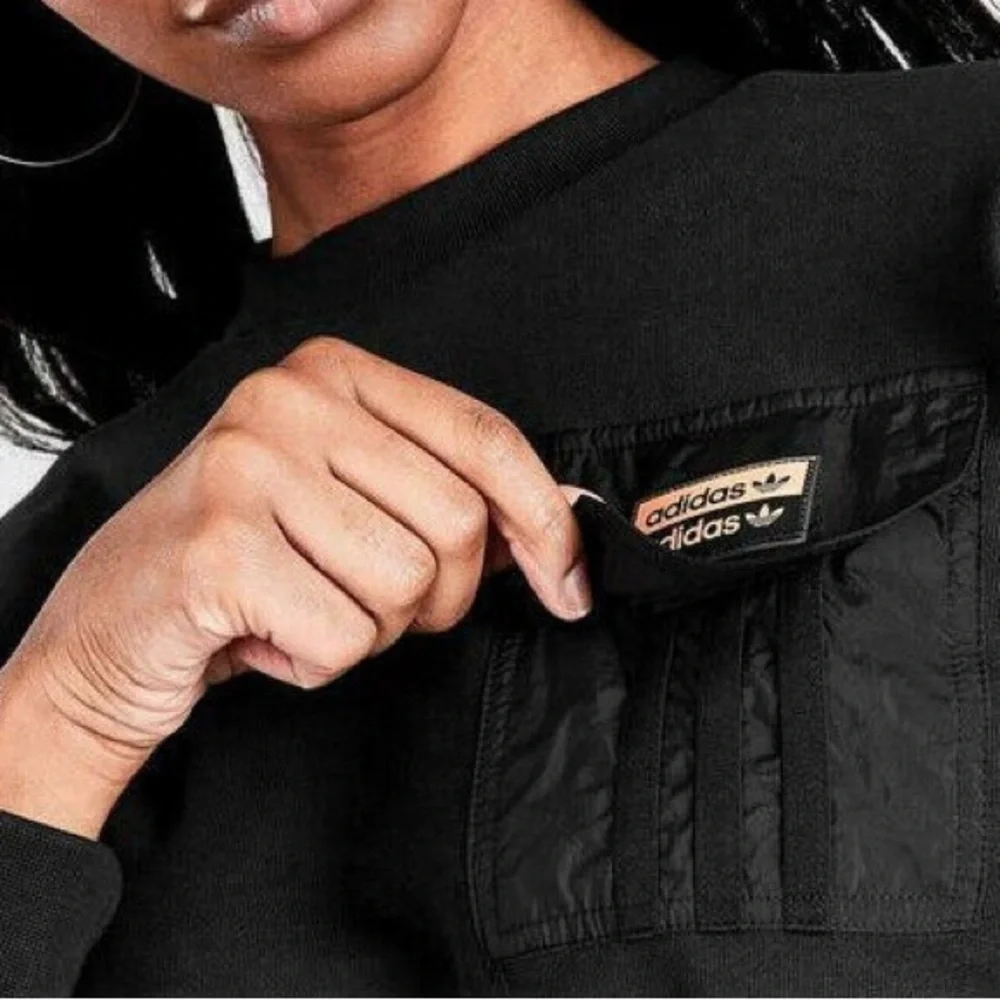 Adidas Originals Outline Crop Crew Sweatshirt, size Small - Picture 6 of 12